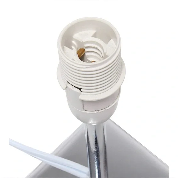 Simple Designs Mini Chrome Squared Empire Fabric Shade Table Lamp,Blue - Picture 2 of 10